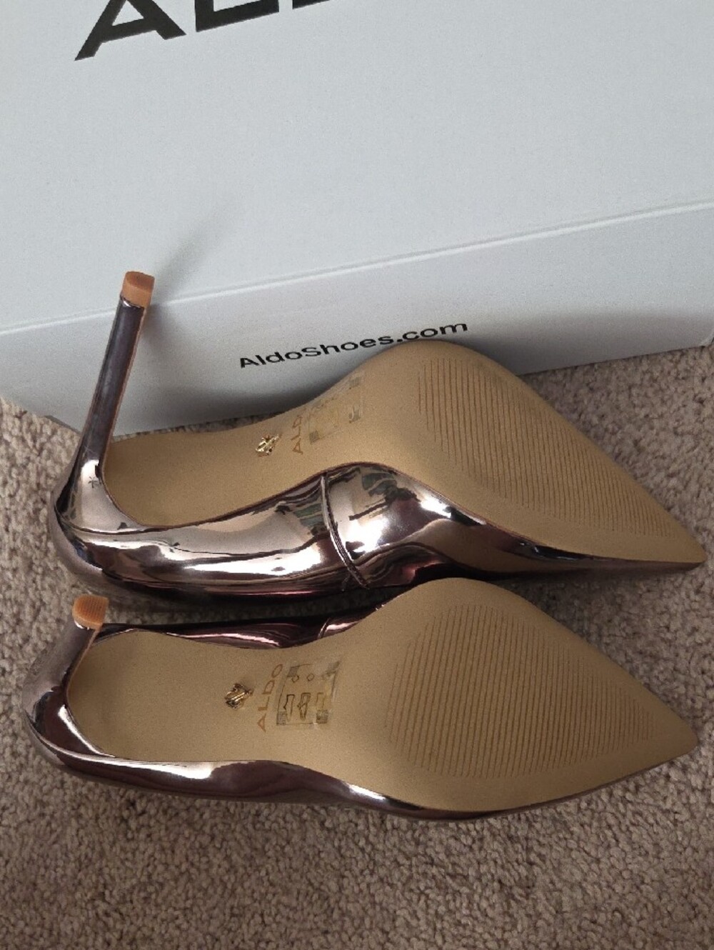 ALDO Metallic Bronze Pointed Leather Pumps - Picture 4 of 5